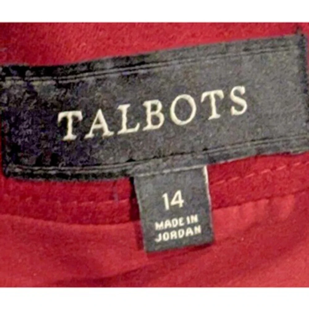 Talbots Red Wool Blend Midi Skirt Size 14 Side Slit Career Office Chic‎ 90s Boho